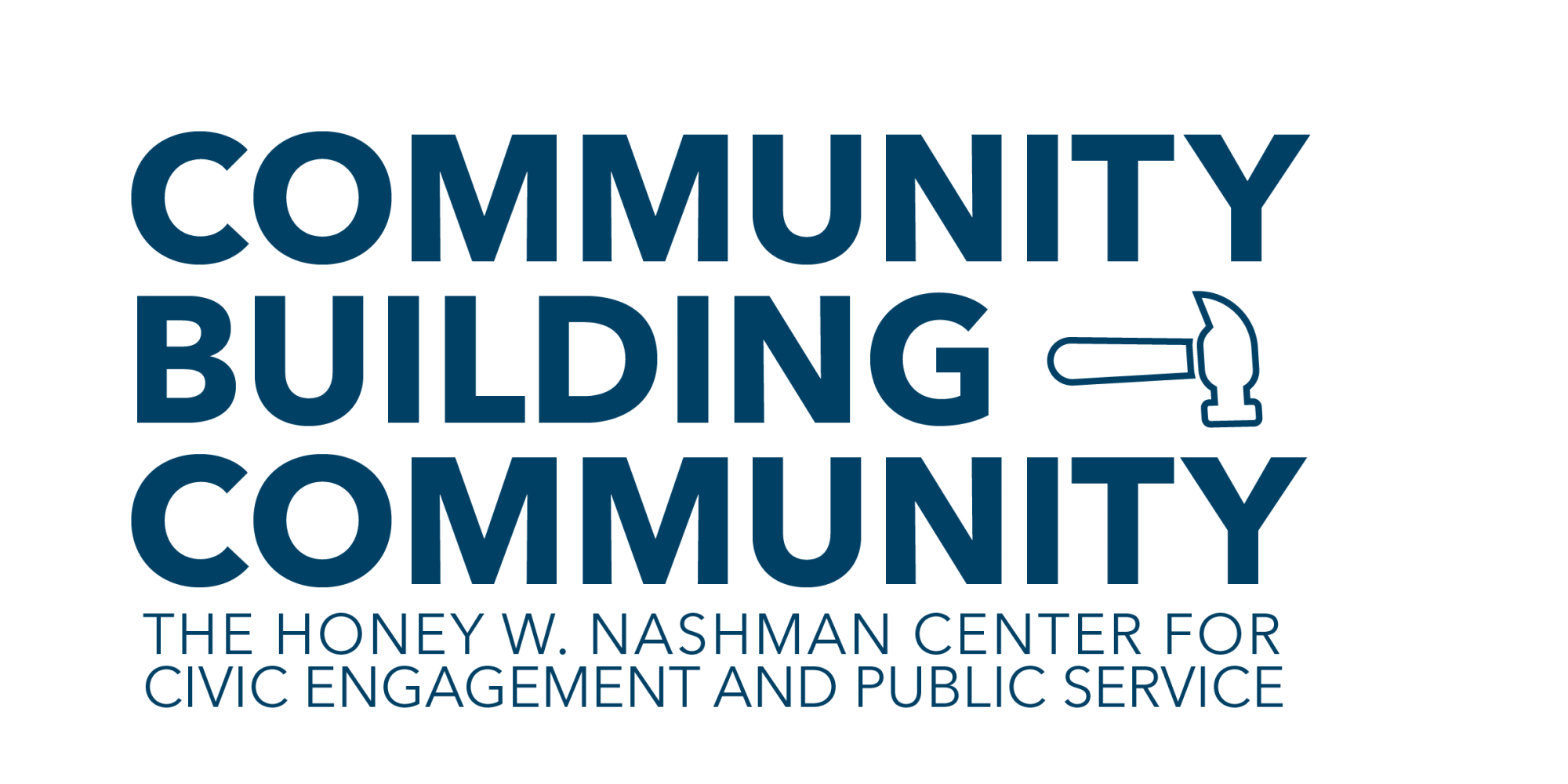 text: community building community; icon: hammer