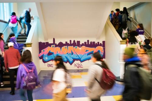 High school students leave a homecoming pep rally at Cardozo Education Campus in Northwest. (Sarah L. Voisin/The Washington Post)